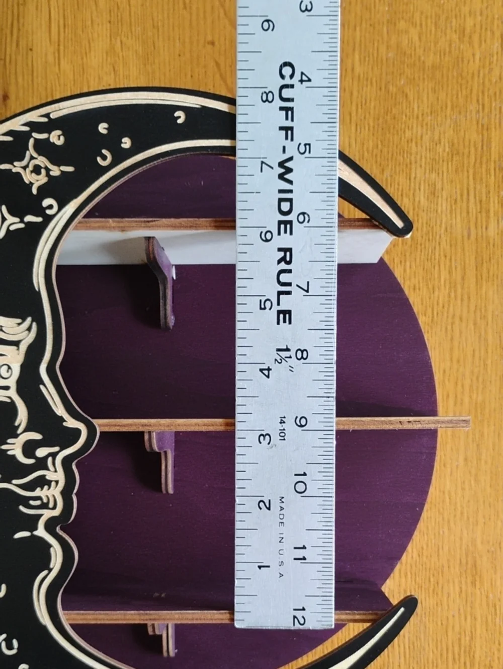 Moon Wall Shelf Crescent Shape Wooden With 3 Shelves 10